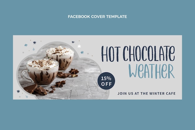 Hand drawn winter social media cover template