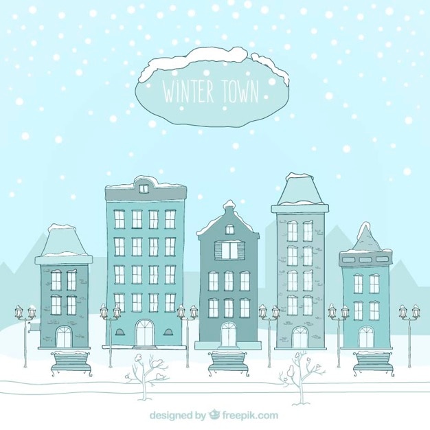 Free Vector hand drawn winter town