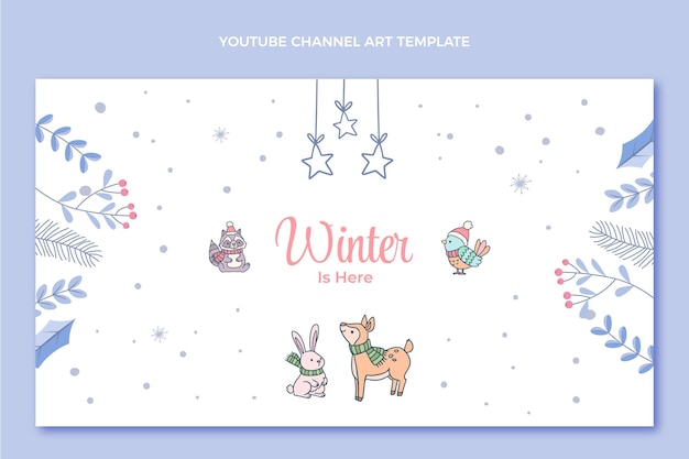 Hand drawn winter youtube channel art