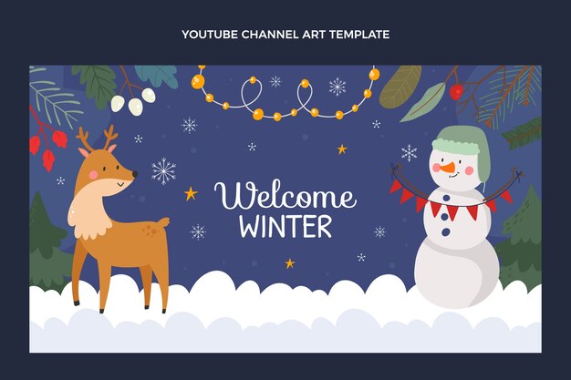 Hand drawn winter youtube channel art