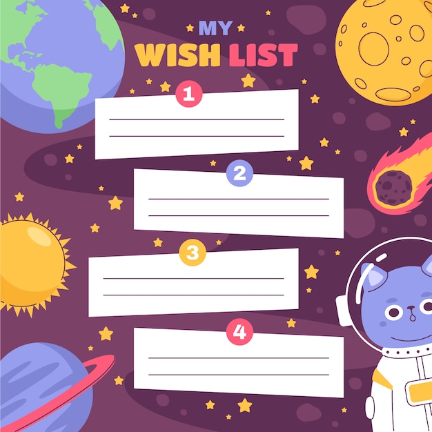 Free vector hand drawn  wish list template