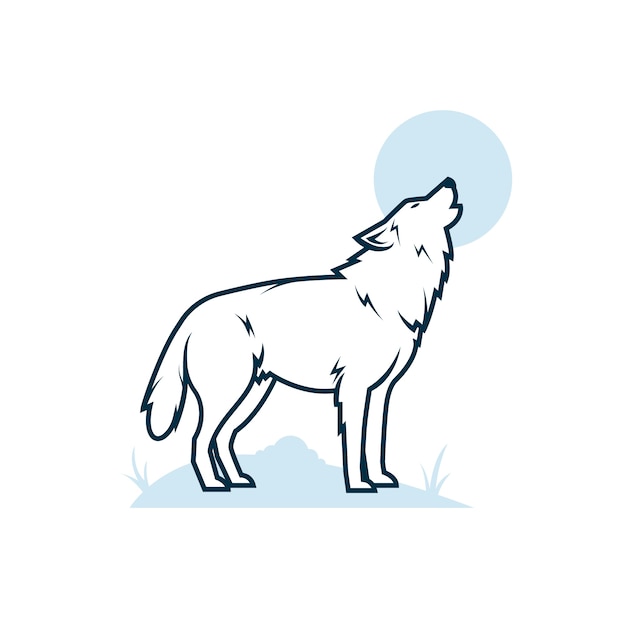 Hand drawn wolf outline illustration