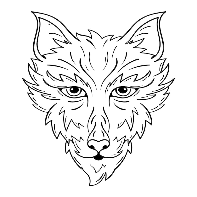 Free Vector hand drawn wolf outline illustration