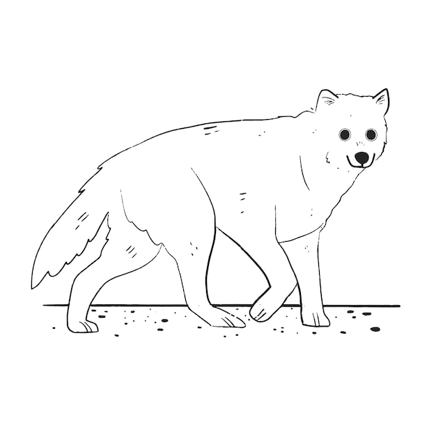 Hand drawn wolf outline illustration