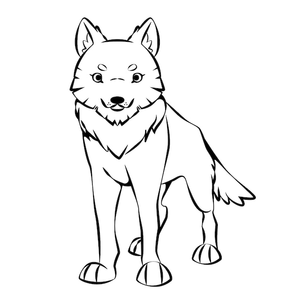 Free vector hand drawn wolf outline illustration