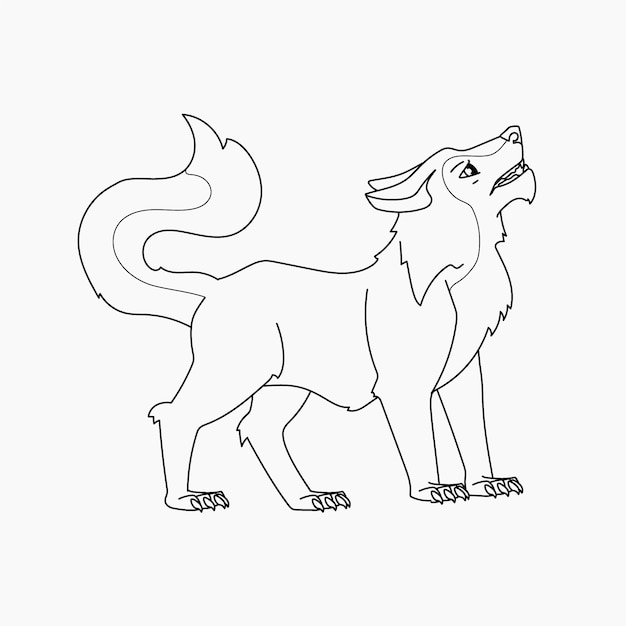 Free vector hand drawn wolf outline illustration