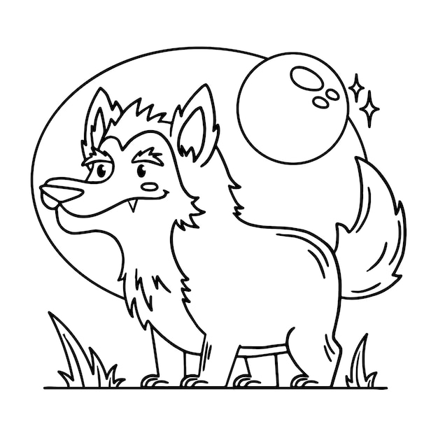 Free Vector hand drawn wolf outline illustration