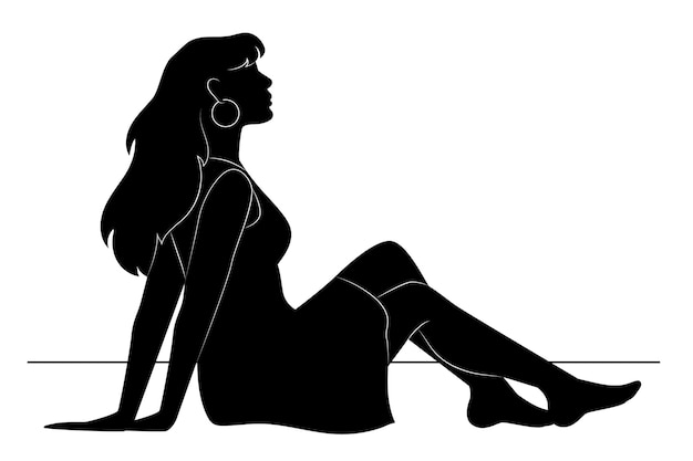 Hand drawn woman silhouette