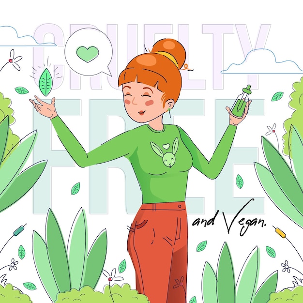 Free Vector hand drawn woman using cruelty free products