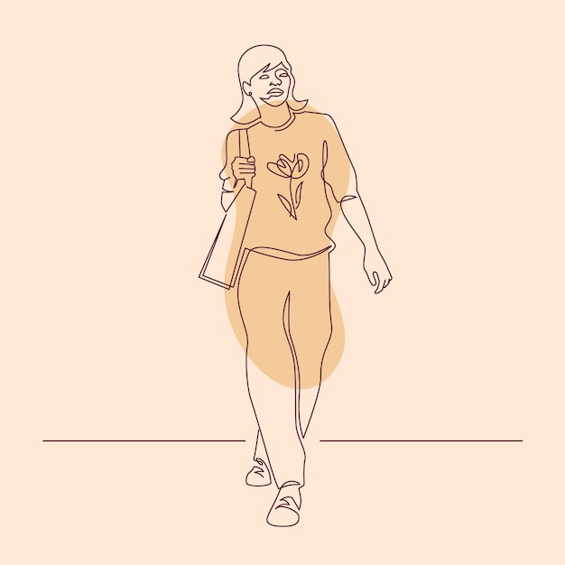 Free Vector hand drawn woman walking drawing illustration