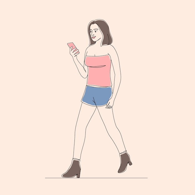 Free Vector hand drawn woman walking drawing illustration