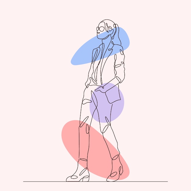 Free vector hand drawn woman walking drawing illustration