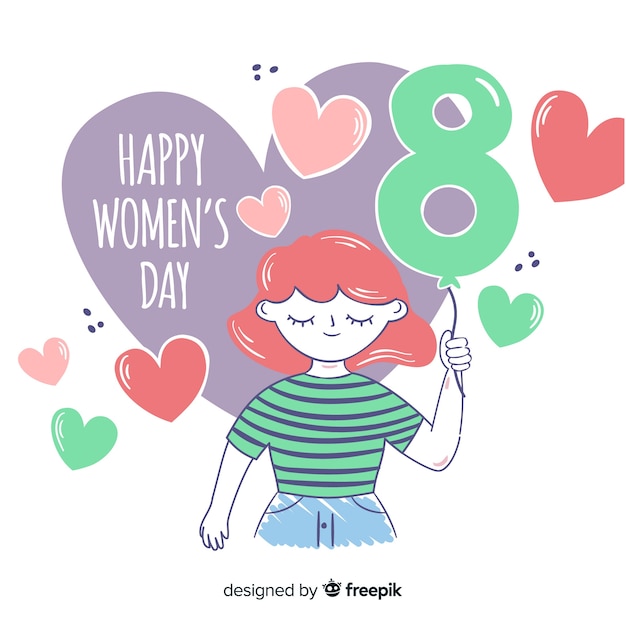 Hand drawn women's day background