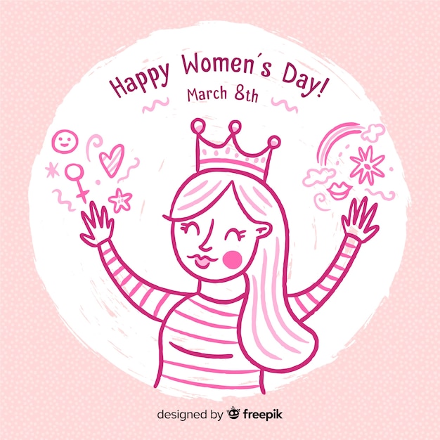 Hand drawn women's day background