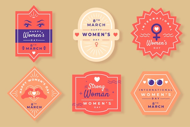 Hand drawn women's day badge collection