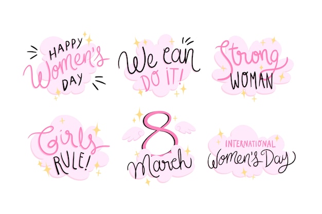 Free Vector hand drawn women's day badge collection