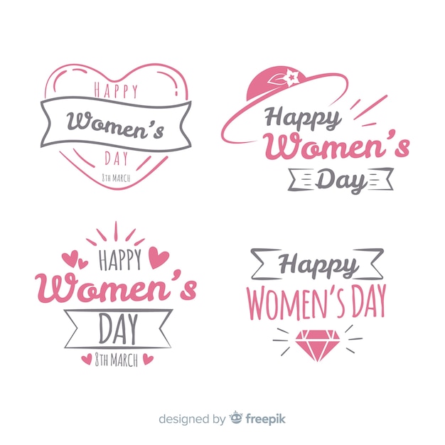 Hand drawn women's day badge set