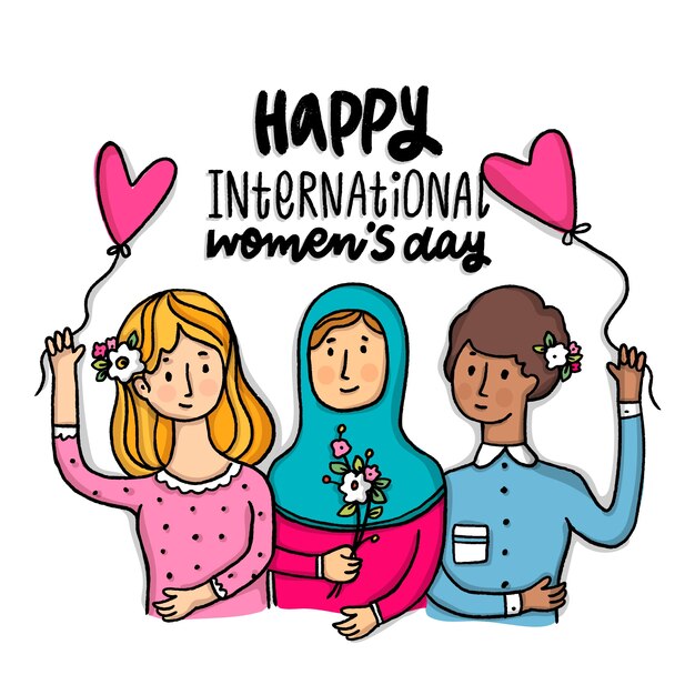 Hand drawn women's day with people