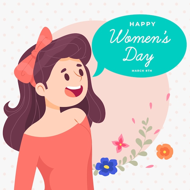 Hand drawn women's day with speech bubble