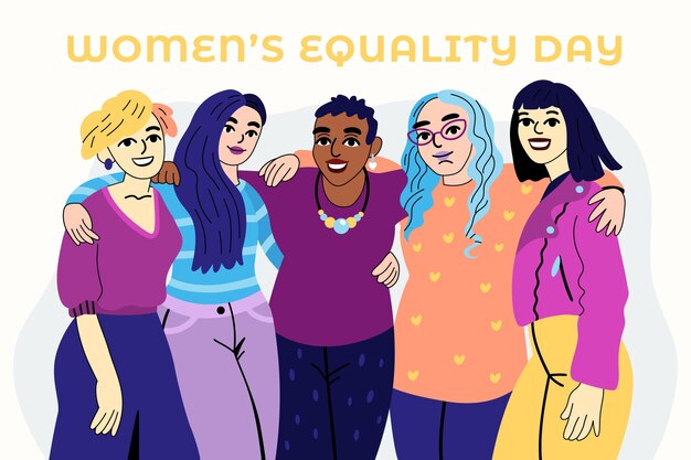 Hand drawn women's equality day illustration