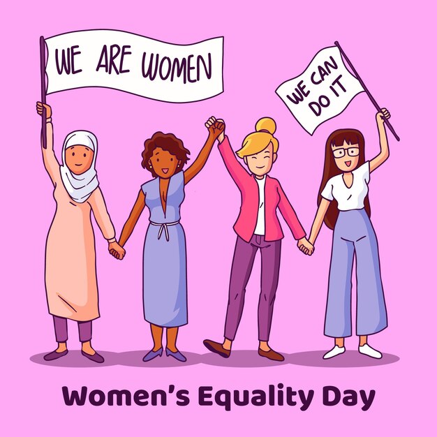 Hand drawn women's equality day illustration