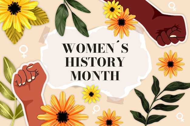 Hand drawn women's history month background