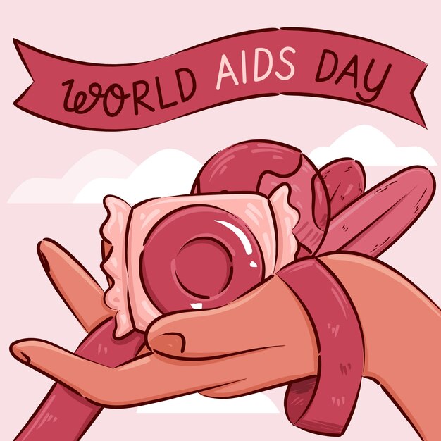 Hand drawn world aids day illustration