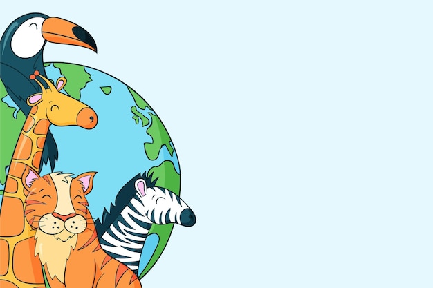 Free Vector hand drawn world animal day background