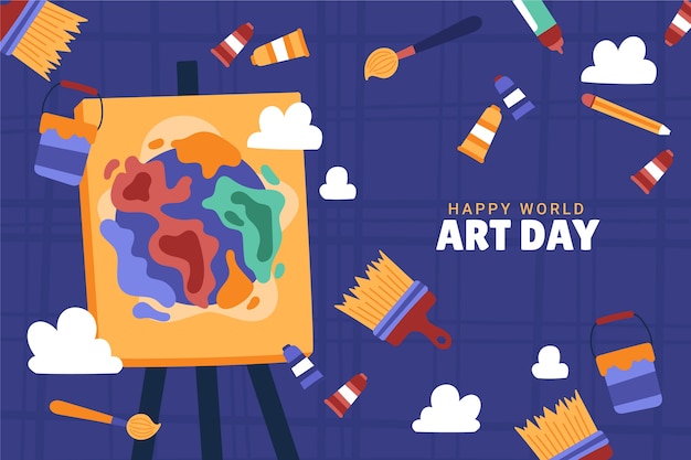 Hand drawn world art day background