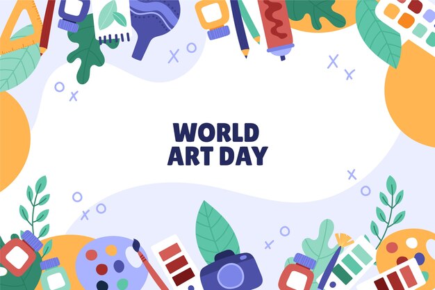 Hand drawn world art day background