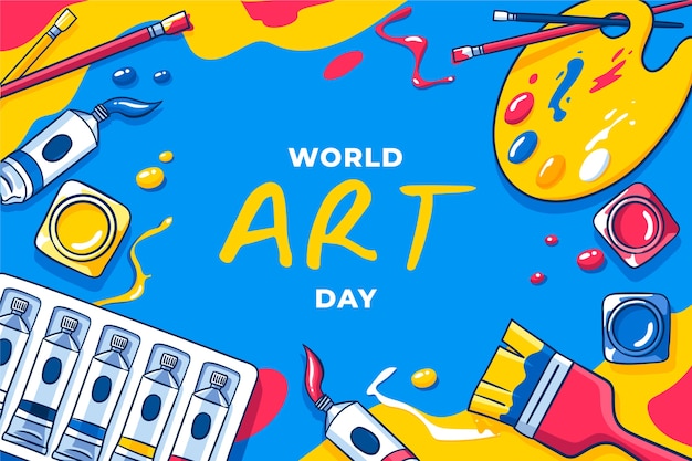 Hand drawn world art day background