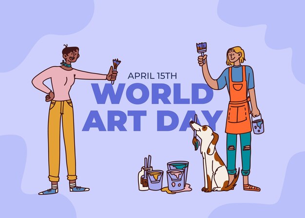 Hand drawn world art day background