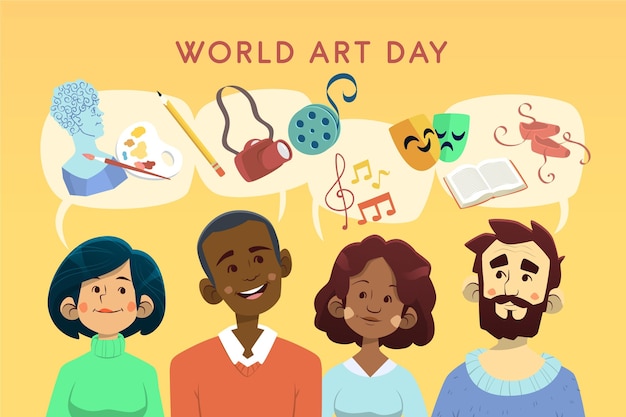 Free vector hand drawn world art day illustration