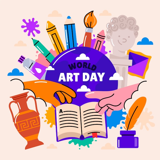 Hand drawn world art day illustration