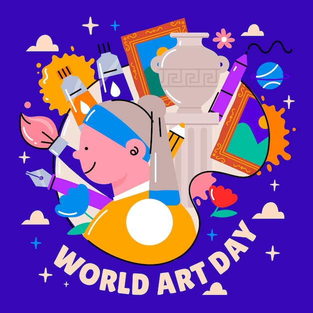 Hand drawn world art day illustration