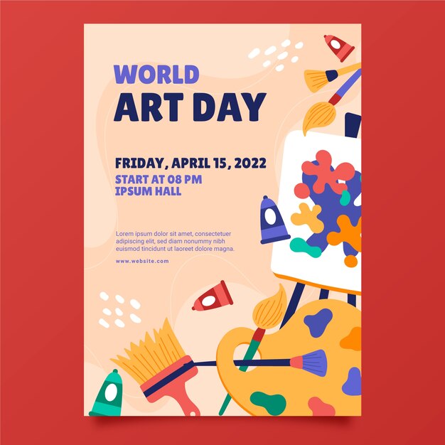 Hand drawn world art day vertical poster template