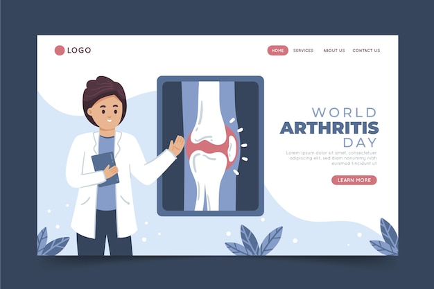 Hand drawn world arthritis day landing page template