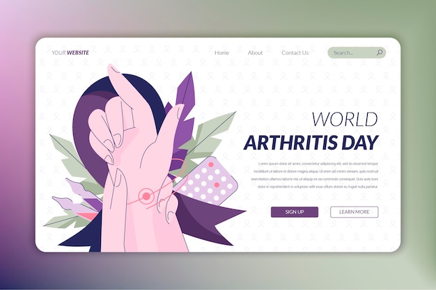 Free vector hand drawn world arthritis day landing page template