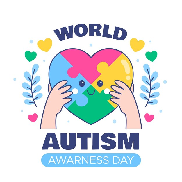 Hand drawn world autism awareness day illustration