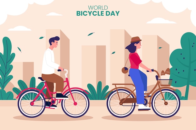 Hand drawn world bicycle day background