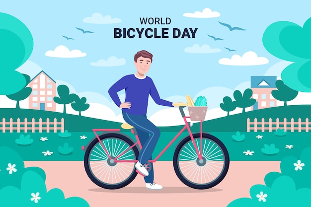 Hand drawn world bicycle day background