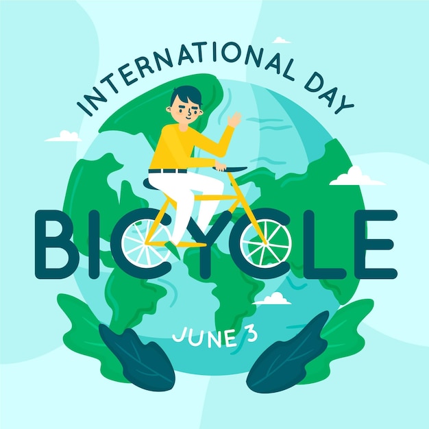 Hand drawn world bicycle day illustration