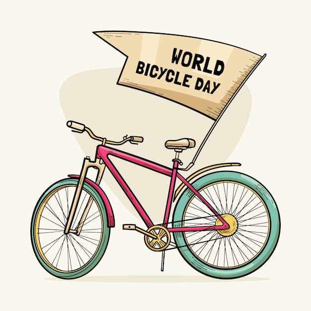 Free Vector hand drawn world bicycle day illustration