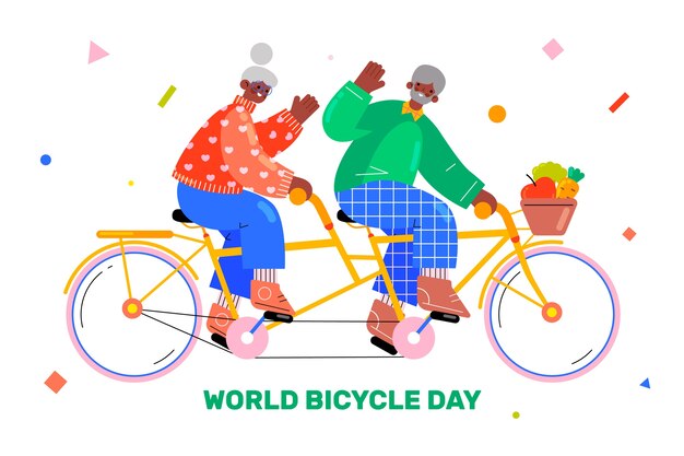 Hand drawn world bicycle day illustration