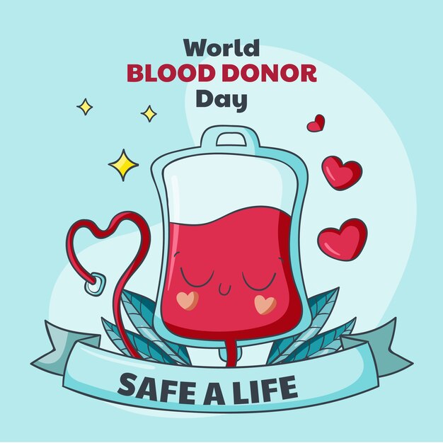 Hand drawn world blood donor day illustration