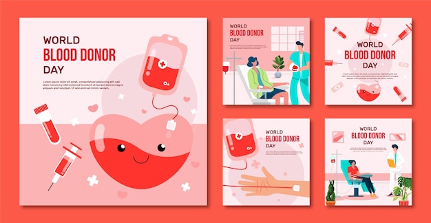 Hand drawn world blood donor day instagram posts