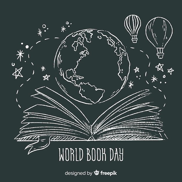 Hand drawn world book day background