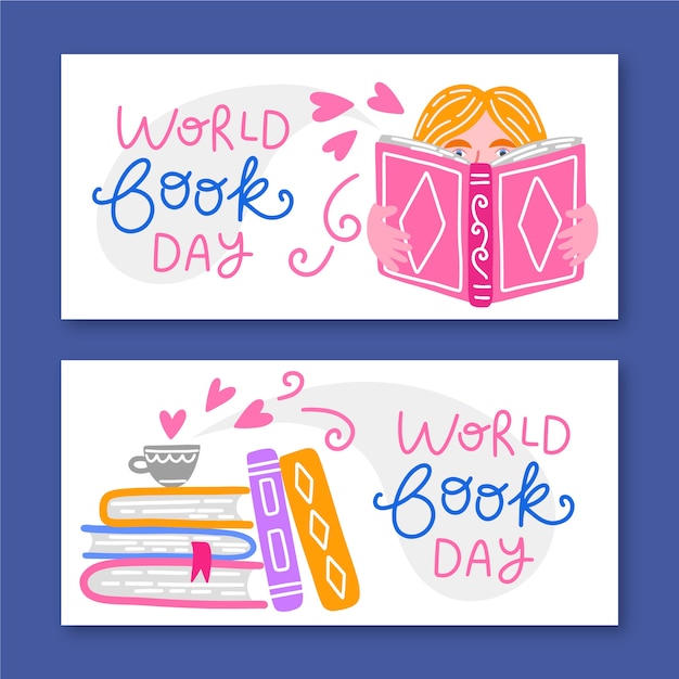 Free Vector hand drawn world book day banner