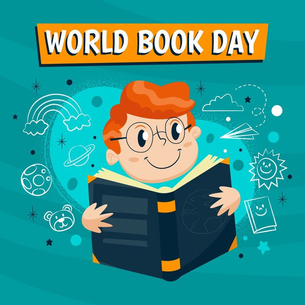 Hand drawn world book day concept