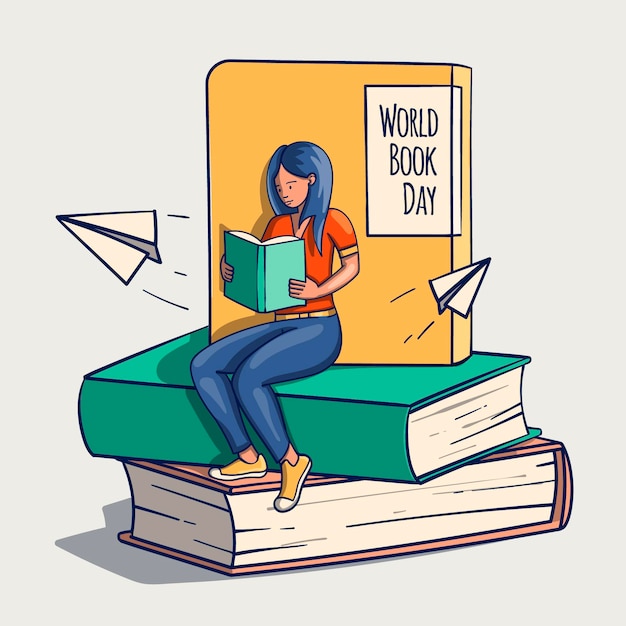 Free vector hand drawn world book day illustration